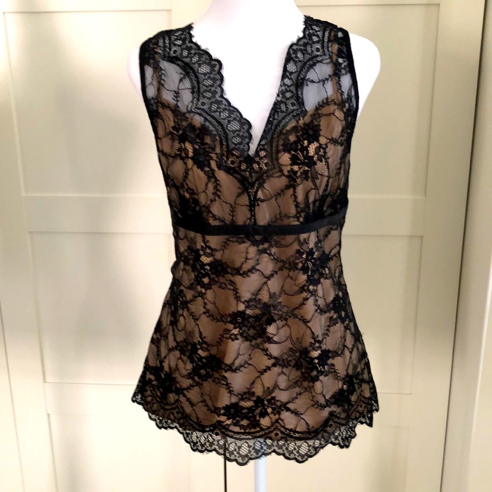 AT loft black lace W nude shell